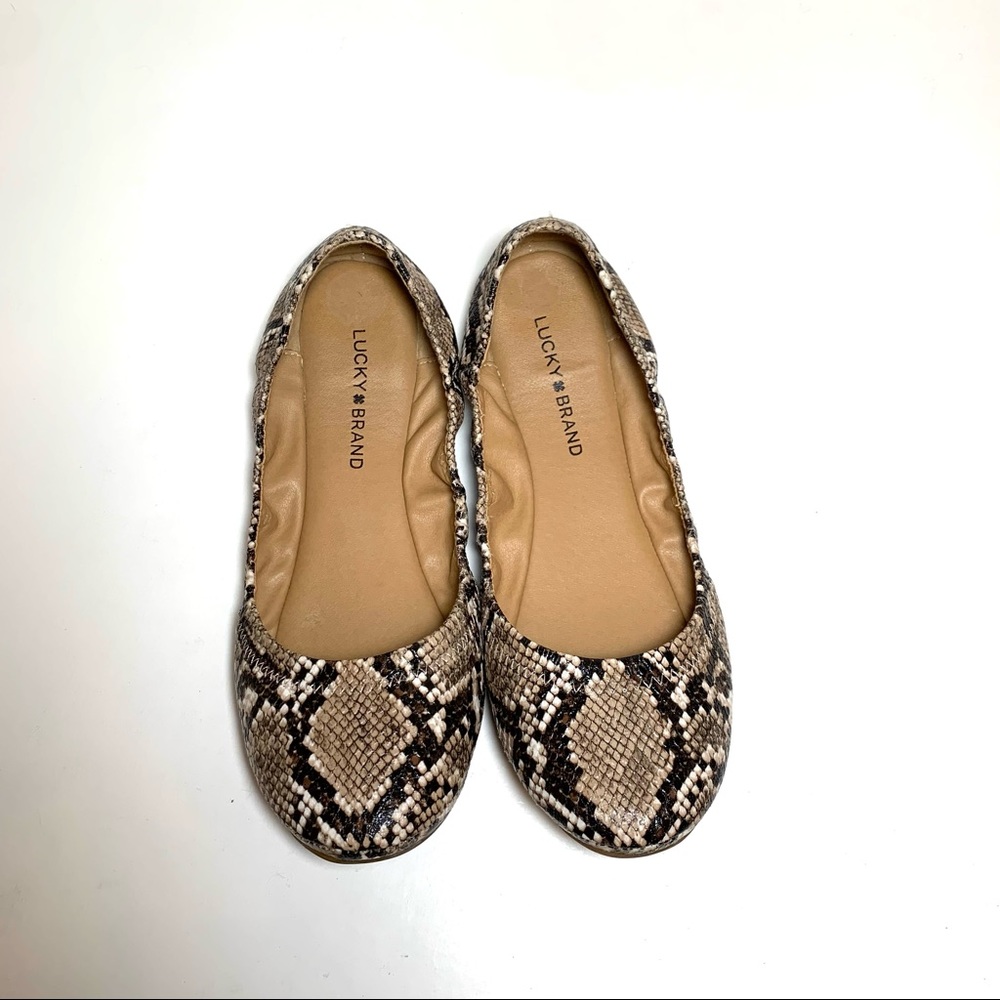 Lucky Brand Women’s Ballerina Ballet Flats ‘Erin’ Snake Skin Pattern Size 9.5